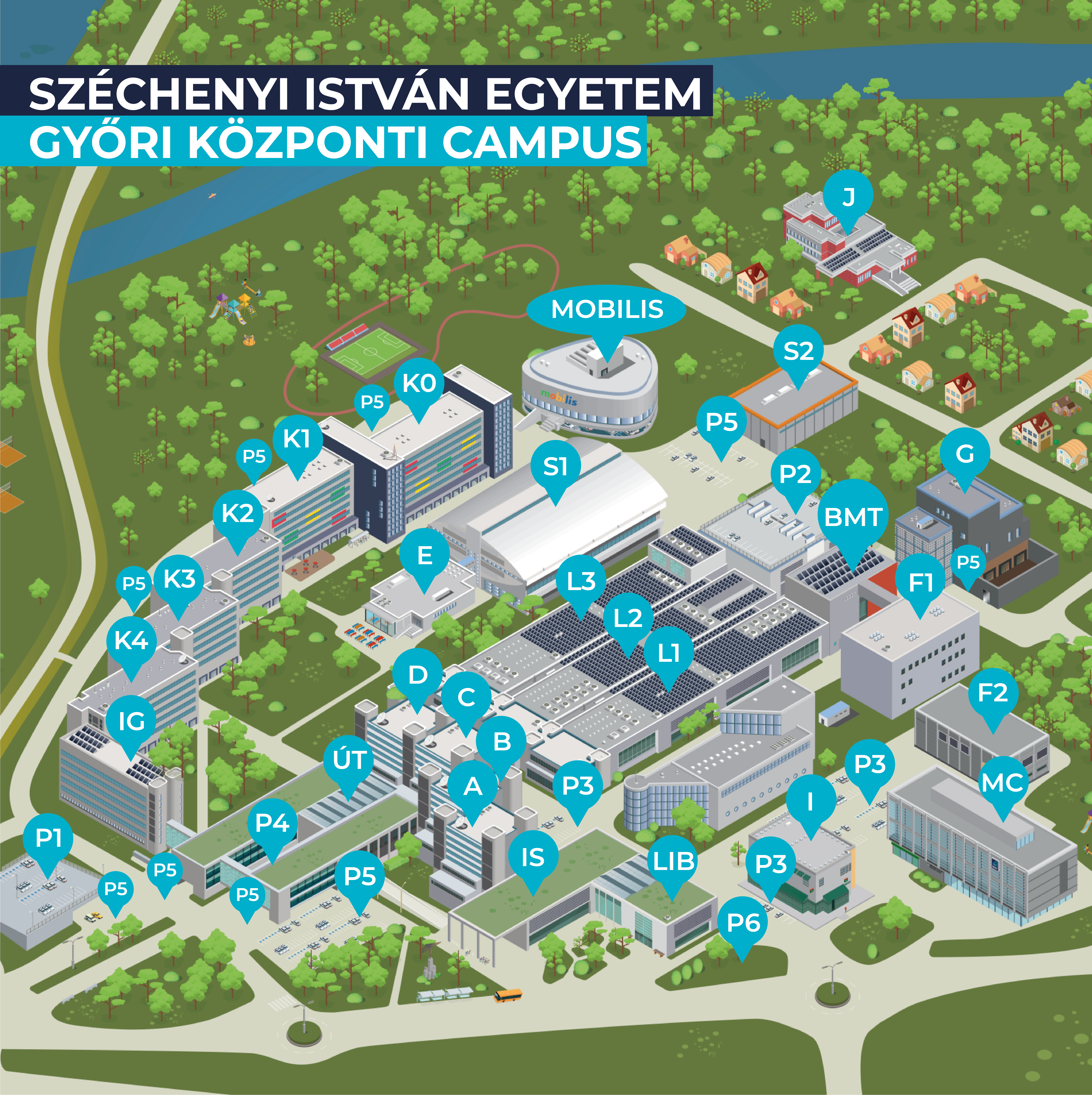 Győr Egyetem K2 épület Térképen